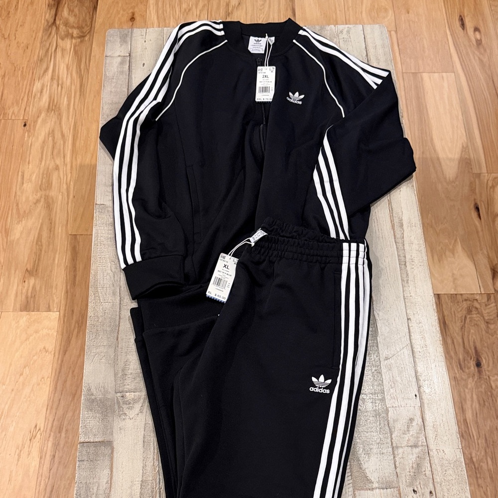 Adidas Black Tracksuit with White Accents- NWT see description